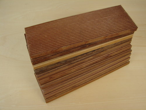 10 Profilholzabschnitte Bangkirai 385x115x15mm
