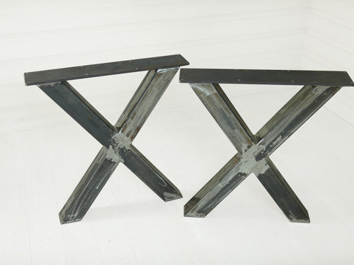 2 Tischuntergestelle X-Form Stahl Höhe 710 mm