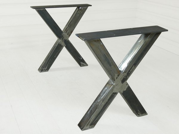 2 Tischuntergestelle X-Form Stahl Höhe 710 mm